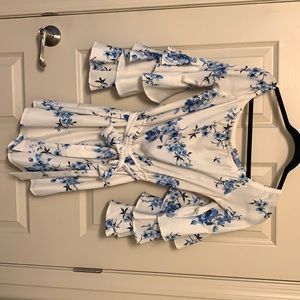 White/Blue Floral Short Romper